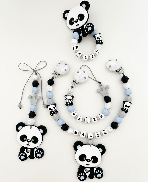 4 er Set  Panda Blau & Grau